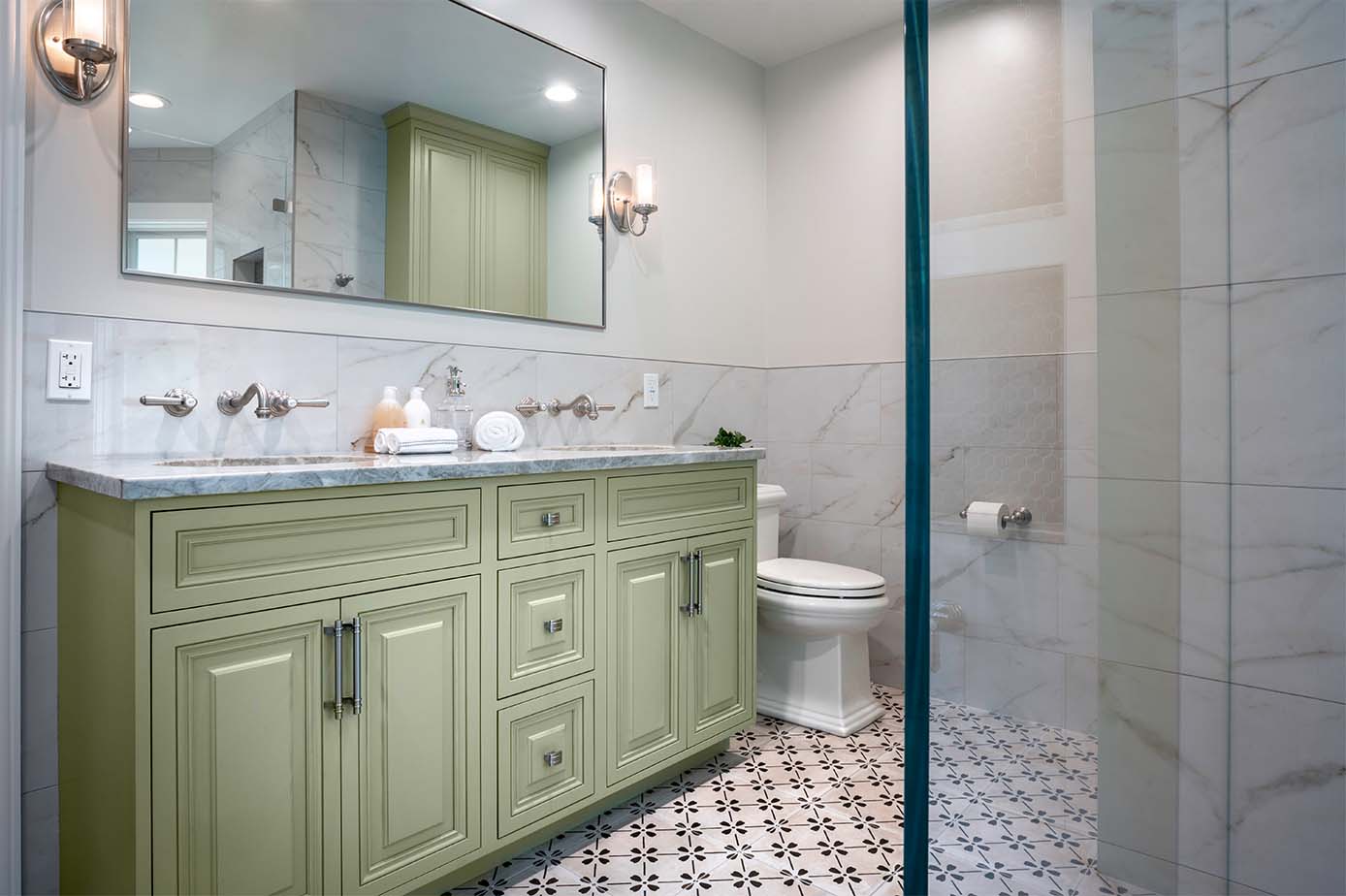 Port Chester Traditional In Mossy Green Bathroom